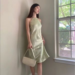 Brand new with tags Aritzia olive midi dress silk xs